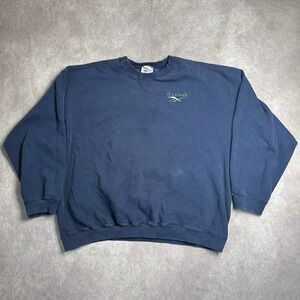 Vintage Reebok Crewneck Sweatshirt Navy Blue Embroidered Logo XL USA Made 90s